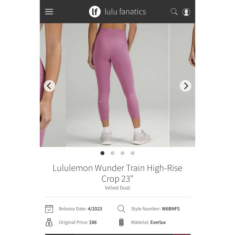 Lululemon Wunder Train High-Rise Crop 23